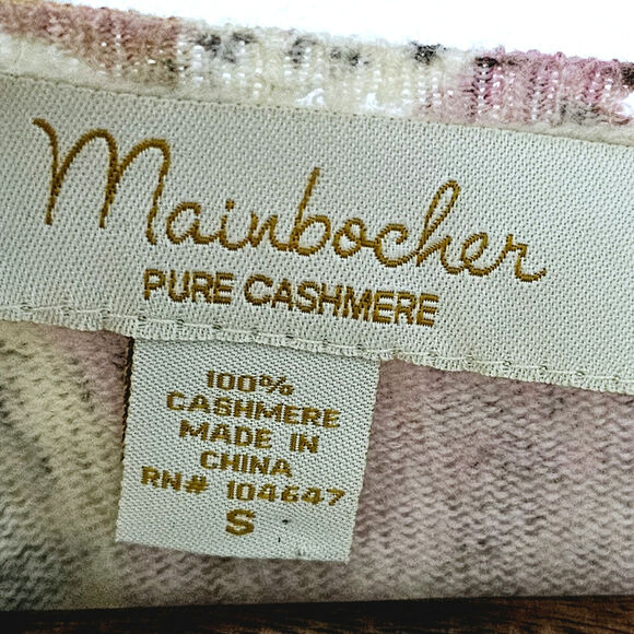 Mainbocher Pure Cashmere Sweater Size S Pink Floral Rose Romantic Granny Casual - Picture 4 of 6